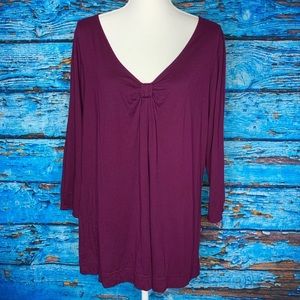 a.n.a plum 3/4 sleeve ruched front top